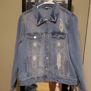 Denim jean distressed jacket